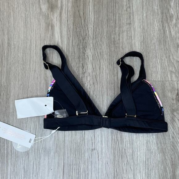 PILYQ Women's Black Multi Wide Strap Clara Mix Up Zig Zag Bikini Swim Top sz S - Picture 3 of 3